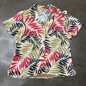 Vintage Y2K Hawaiian Palm Leaf Button Up Collared Short Sleeve Shirt Men's XL